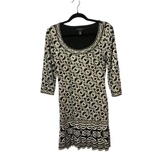 WHITE HOUSE BLACK MARKET Women's Black & Gold Dress  - Sz Small